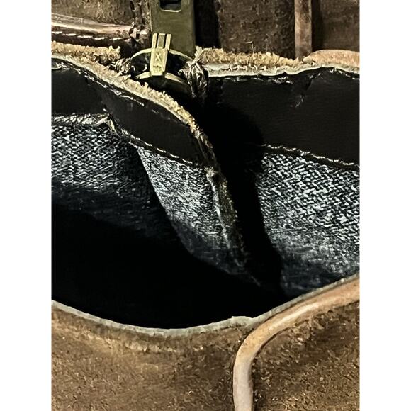 Aquatalia 'Tracy' Suede Ankle Boots Waterproof •9• Leather Buckle Brown Worn 1x - Picture 12 of 14